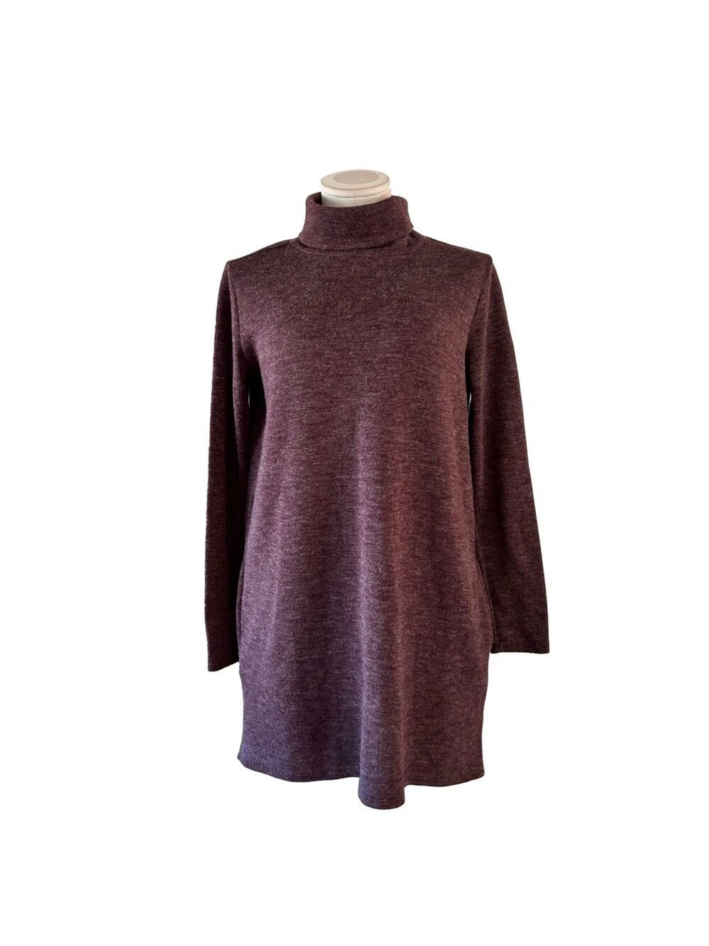 Leith Turtleneck Sweater Tunic - Burgundy - S